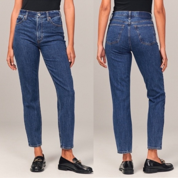Abercrombie & Fitch Denim - Abercrombie & Fitch The Mom High Rise Dark Denim Jeans